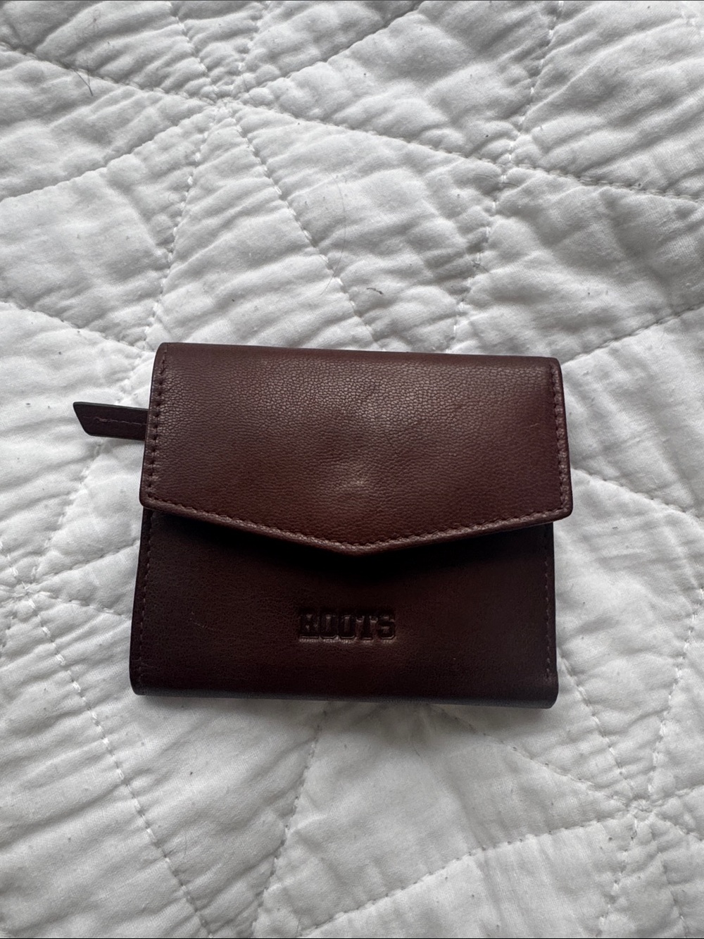 Roots Brown Leather Trifold Wallet
